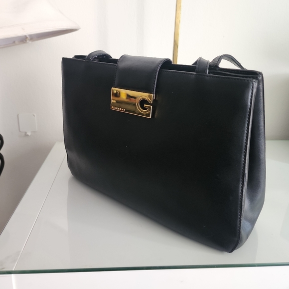Givenchy "G" Metallic Gold Black Handbag - Picture 1 of 13